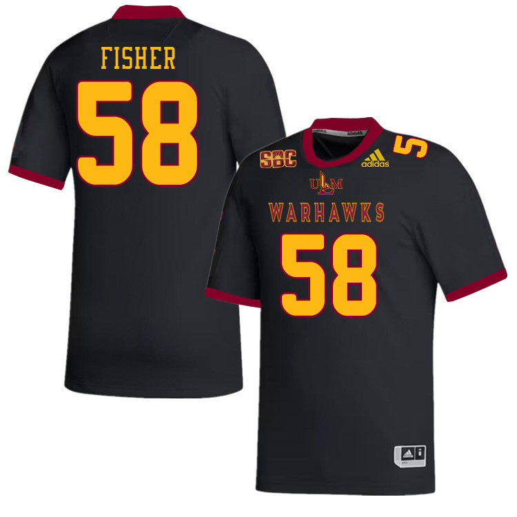 #58 Elijah Fisher Louisiana-Monroe Warhawks College Football Jerseys Stitched-Black